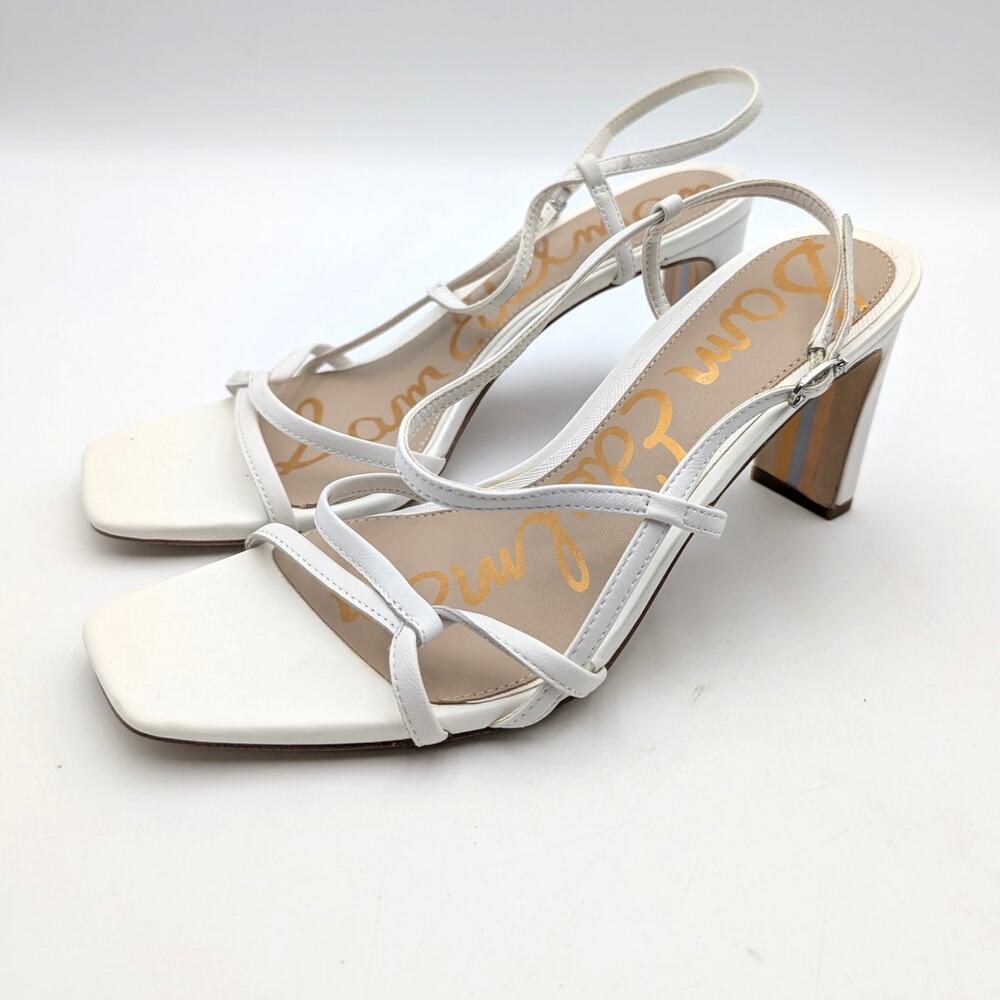Sam Edelman Emmie Strappy Heel Sandals Women's White Leather Size US9.5M EU40